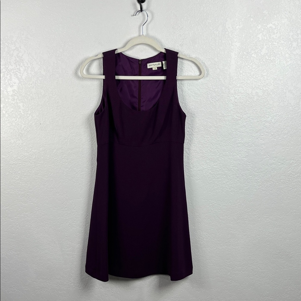 ANN TAYLOR Women's Plum Mini Dress A Line Sleeveless Back Zip Sz 4 Formal